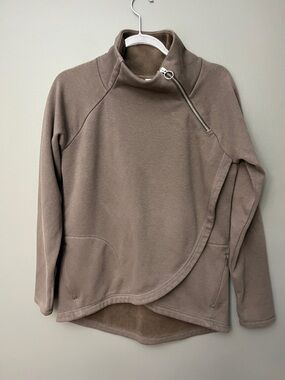 Athleta Taupe Brown Asymmetrical Zip Pullover - Size S